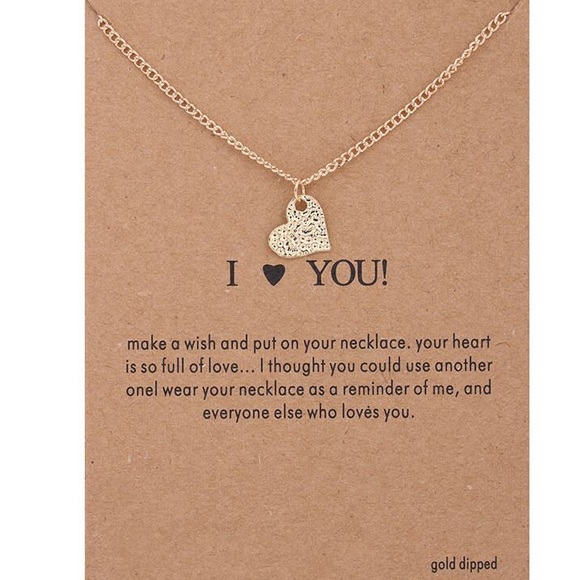 HP 💛14k Gold Dipped I Love You Heart Necklace 💛 - Picture 2 of 3